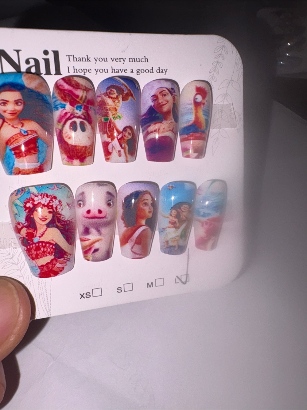 Custom made :Moana-Themed Press-On Nail Set in Multi-Color 1.5 COFFIN SHAPED